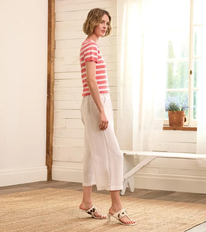 Cropped Wide Leg Pants 8211 White Hatley