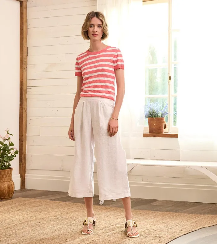 Cropped Wide Leg Pants 8211 White Hatley