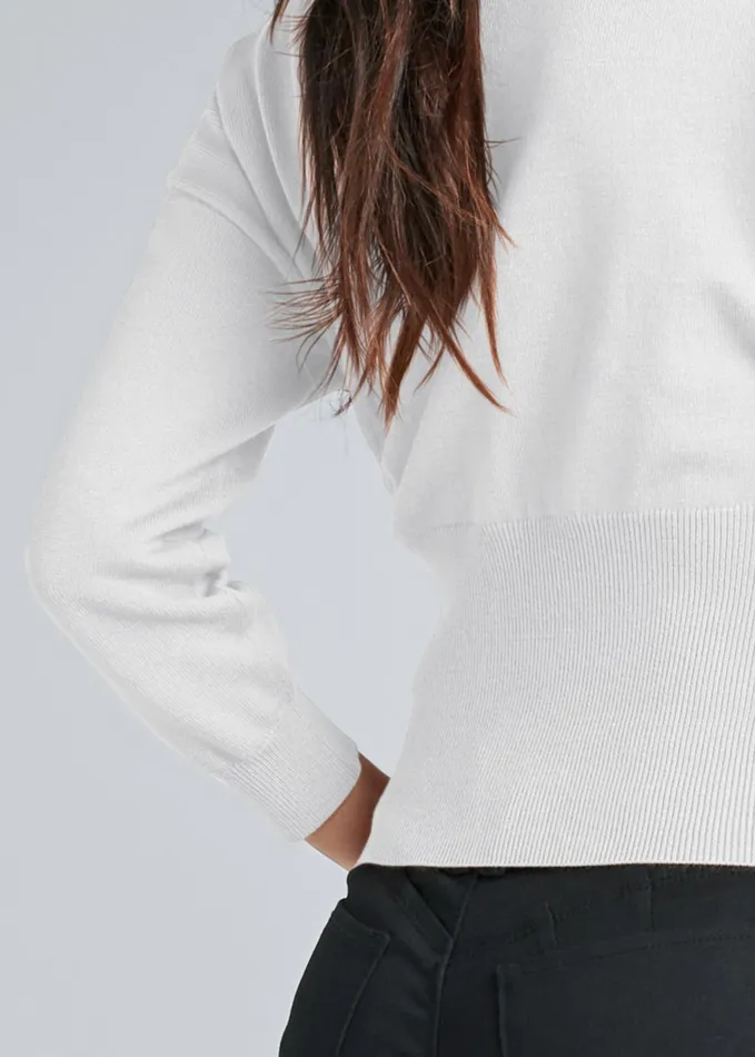 CROSS FRONT LACE SWEATER White and Black Women VENUS Sexy Sweaters