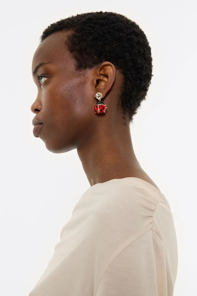 Crystal And Red Ladybug Earrings Red Women Bimba Y Lola Jewelry Crystal And Red Ladybug Earrings Red Women Bimba Y Lola Jewelry