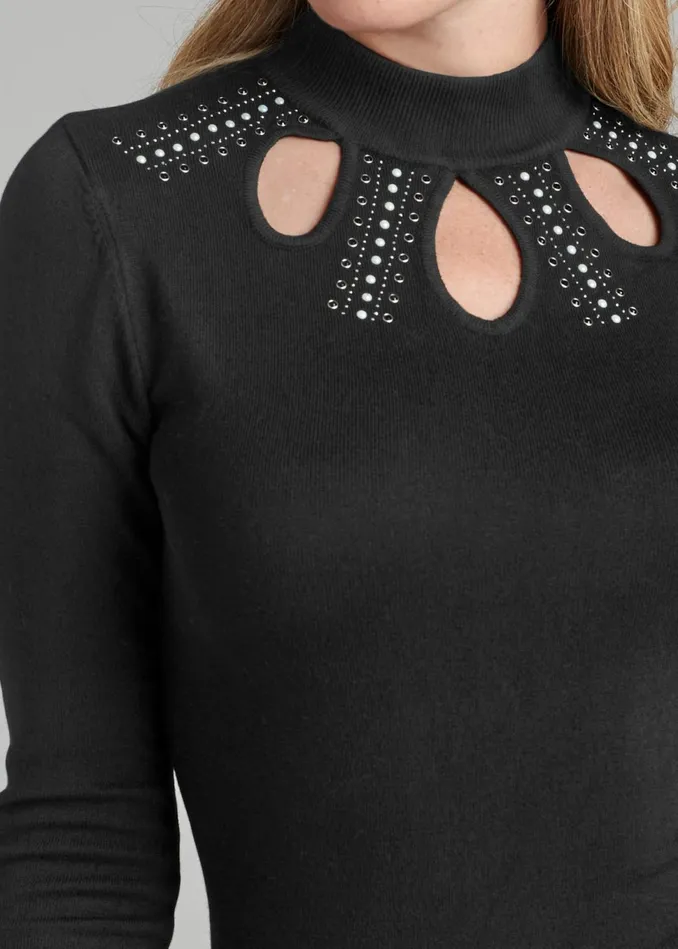 Cutout Detail Sweater Black Women VENUS Sexy Sweaters