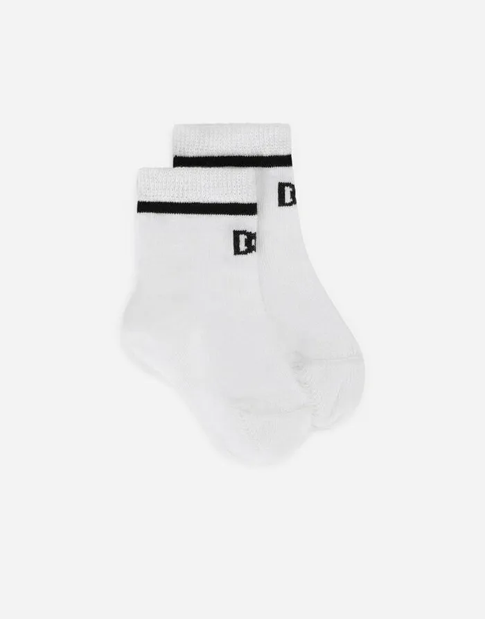 Dolce and Gabbana Accessories And Baby Carriers Children Socks With Jacquard DG Logo Multicolor
