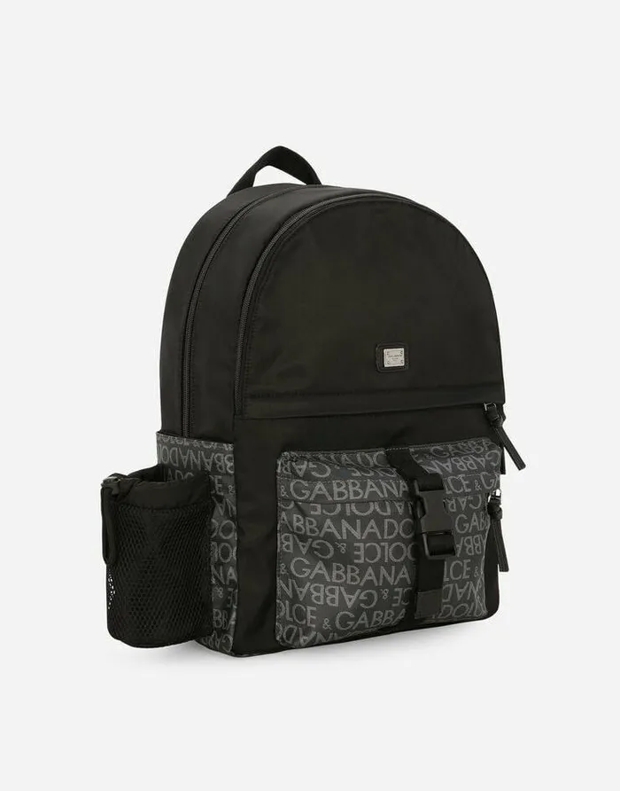 Dolce and Gabbana Accessories Children Nylon Backpack With Jacquard Logo Details Multicolor Dolce and Gabbana Accessories Children Nylon Backpack With Jacquard Logo Details Multicolor