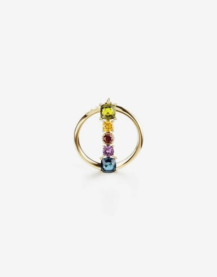 Dolce and Gabbana Alphabet Collection Women Rainbow Alphabet I Ring In Yellow Gold With Multicolor Fine Gems Gold Dolce and Gabbana Alphabet Collection Women Rainbow Alphabet I Ring In Yellow Gold With Multicolor Fine Gems Gold