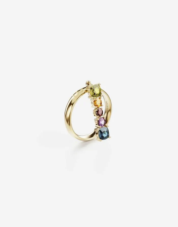 Dolce and Gabbana Alphabet Collection Women Rainbow Alphabet I Ring In Yellow Gold With Multicolor Fine Gems Gold Dolce and Gabbana Alphabet Collection Women Rainbow Alphabet I Ring In Yellow Gold With Multicolor Fine Gems Gold