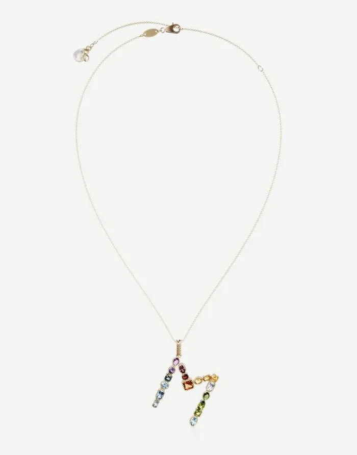 Dolce and Gabbana Alphabet Collection Women Rainbow Alphabet M Pendant In Yellow Gold With Multicolor Fine Gems Gold Dolce and Gabbana Alphabet Collection Women Rainbow Alphabet M Pendant In Yellow Gold With Multicolor Fine Gems Gold