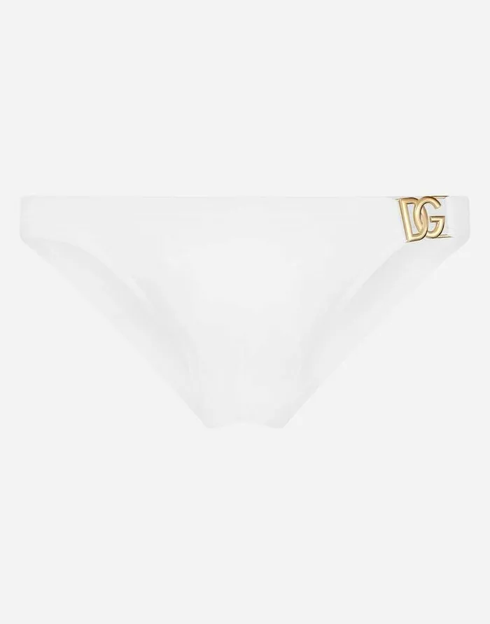 Dolce and Gabbana Beachwear Men Swim Briefs With DG Hardware White