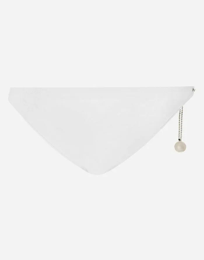 Dolce and Gabbana Beachwear Men Swim Briefs With Logo Plate And Coin Charm White Dolce and Gabbana Beachwear Men Swim Briefs With Logo Plate And Coin Charm White