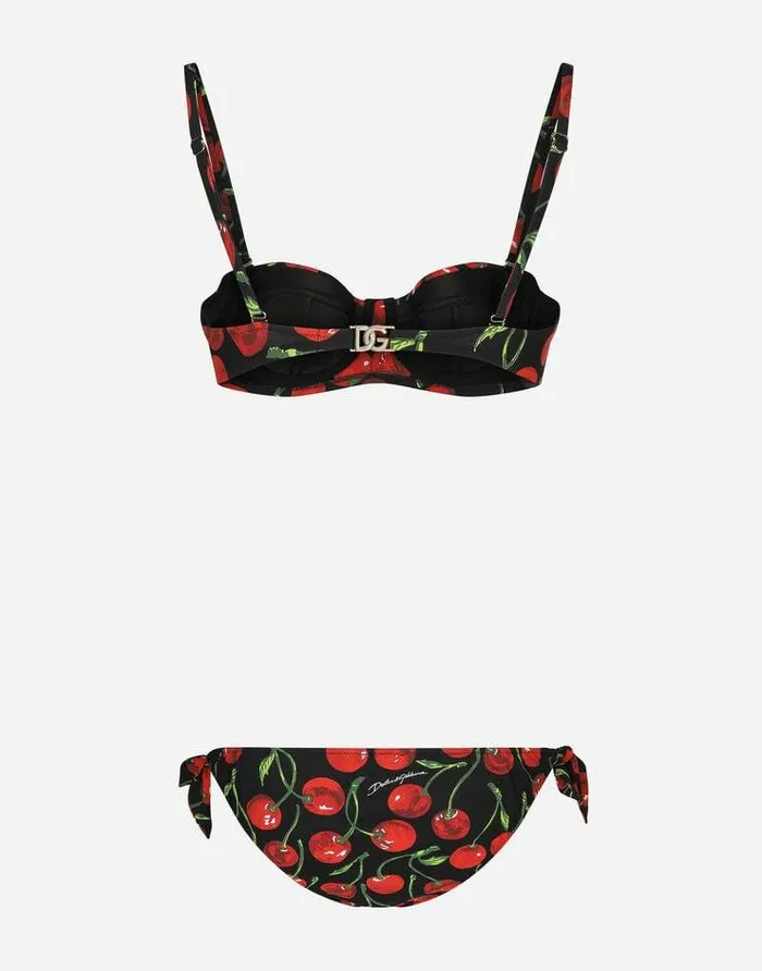 Dolce and Gabbana Beachwear Women Cherryprint Balconette Bikini Multicolor Dolce and Gabbana Beachwear Women Cherryprint Balconette Bikini Multicolor