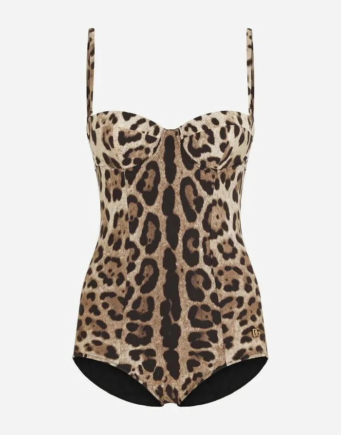Dolce and Gabbana Beachwear Women Leopardprint Onepiece Balconette Swimsuit Multicolor Dolce and Gabbana Beachwear Women Leopardprint Onepiece Balconette Swimsuit Multicolor