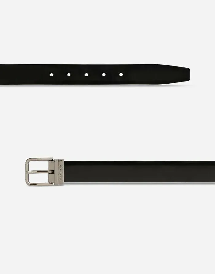 Dolce and Gabbana Belts Men Brushed Calfskin Belt Black Dolce and Gabbana Belts Men Brushed Calfskin Belt Black