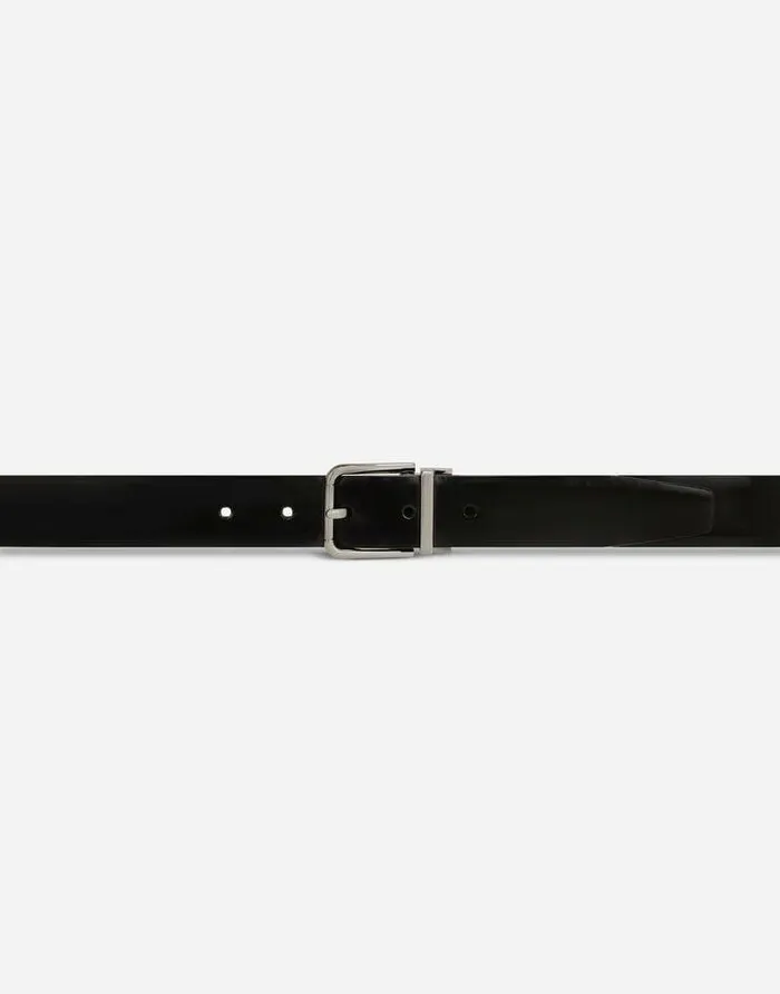 Dolce and Gabbana Belts Men Brushed Calfskin Belt Black Dolce and Gabbana Belts Men Brushed Calfskin Belt Black