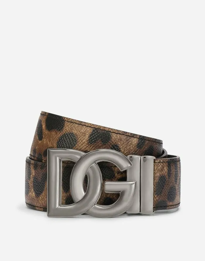 Dolce and Gabbana Belts Men Reversible Leopardprint Calfskin Belt Animal Print Dolce and Gabbana Belts Men Reversible Leopardprint Calfskin Belt Animal Print