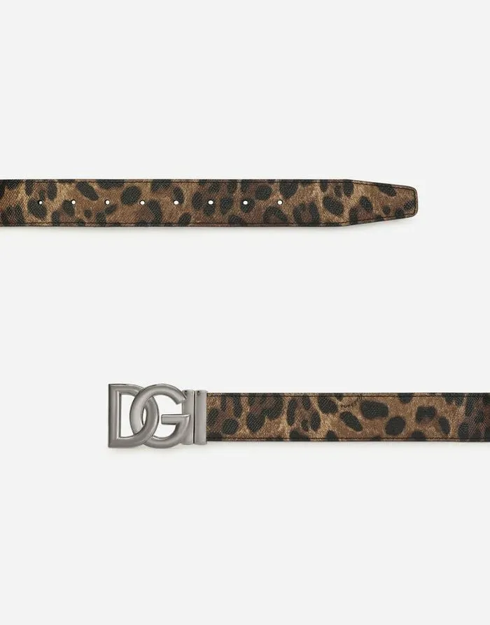 Dolce and Gabbana Belts Men Reversible Leopardprint Calfskin Belt Animal Print Dolce and Gabbana Belts Men Reversible Leopardprint Calfskin Belt Animal Print
