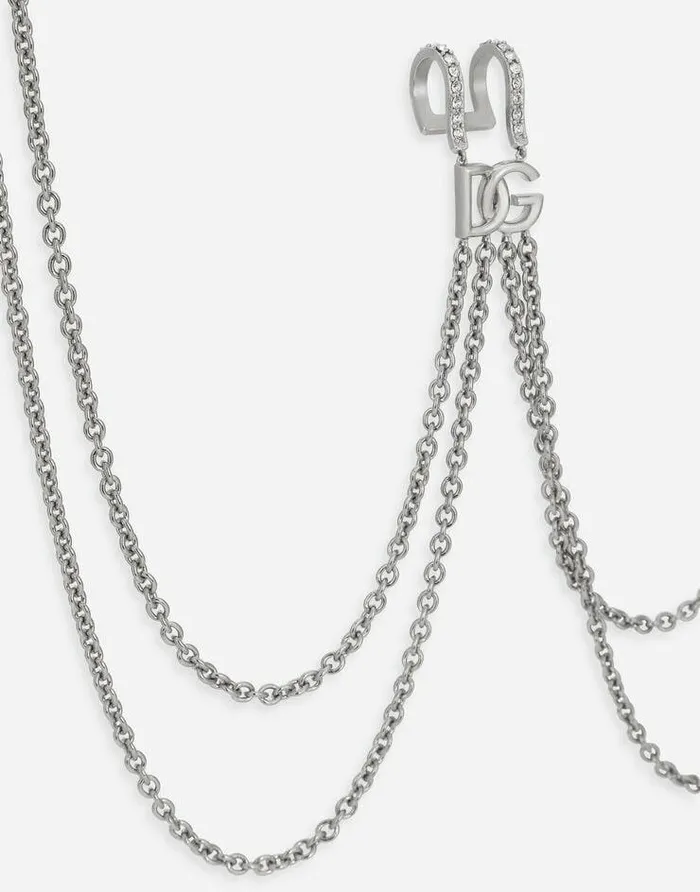 Dolce and Gabbana Bijoux Men Lip Piercing With DG Logo And Earrings Silver Dolce and Gabbana Bijoux Men Lip Piercing With DG Logo And Earrings Silver