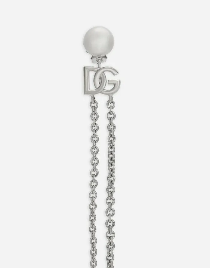 Dolce and Gabbana Bijoux Men Lip Piercing With DG Logo And Earrings Silver Dolce and Gabbana Bijoux Men Lip Piercing With DG Logo And Earrings Silver