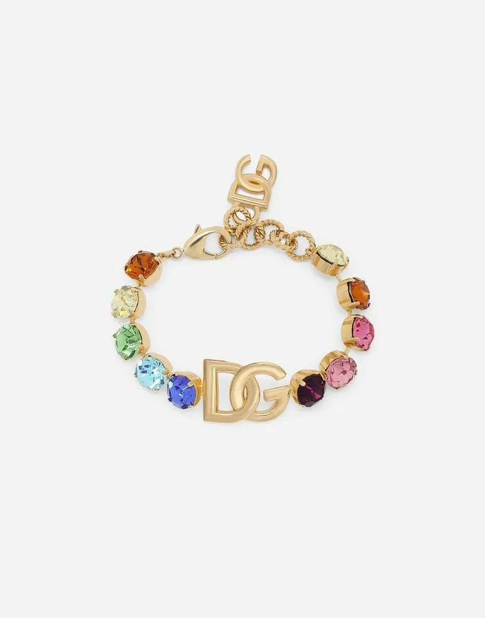 Dolce and Gabbana Bijoux Women Bracelet With Colorful Rhinestones And DG Logo Multicolor Dolce and Gabbana Bijoux Women Bracelet With Colorful Rhinestones And DG Logo Multicolor