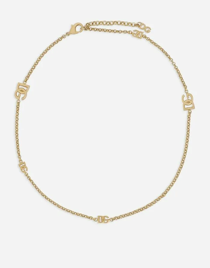 Dolce and Gabbana Bijoux Women Fine Chain Necklace With DG Logos Gold