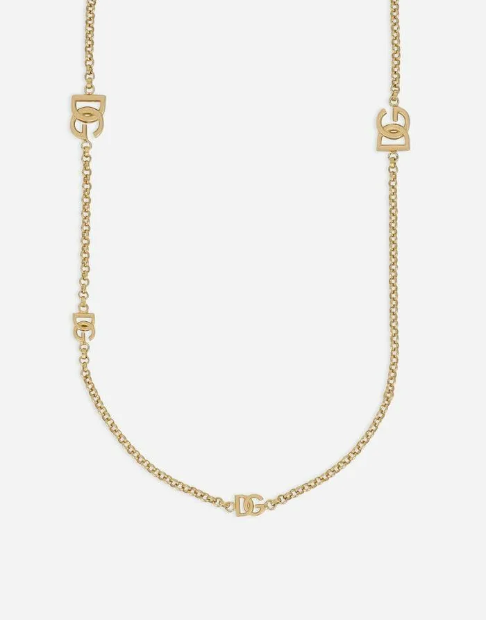 Dolce and Gabbana Bijoux Women Fine Chain Necklace With DG Logos Gold Dolce and Gabbana Bijoux Women Fine Chain Necklace With DG Logos Gold
