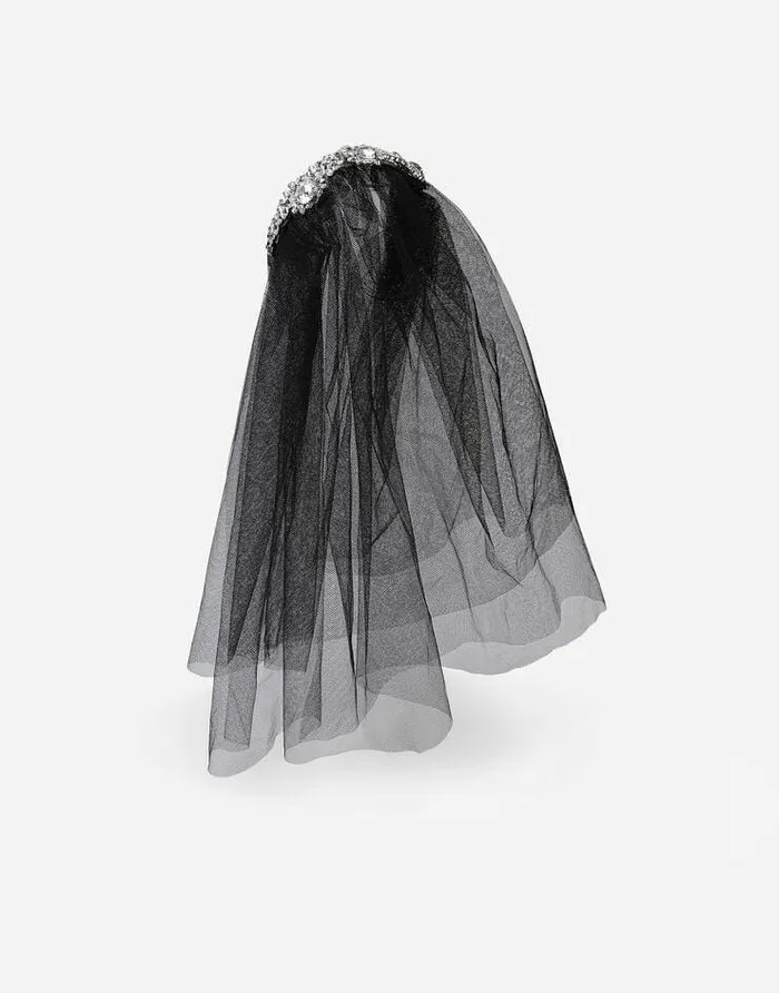 Dolce and Gabbana Bijoux Women Rhinestone Diadem With Tulle Veil Silver Dolce and Gabbana Bijoux Women Rhinestone Diadem With Tulle Veil Silver