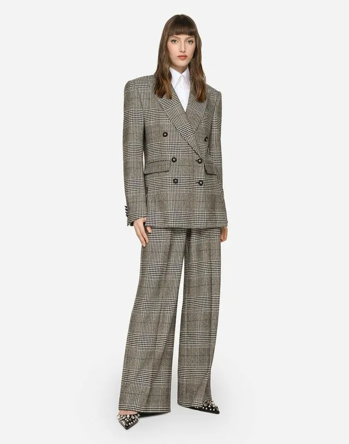 Dolce and Gabbana Blazers Women Glen Plaid Jacket With Vents Multicolor Dolce and Gabbana Blazers Women Glen Plaid Jacket With Vents Multicolor