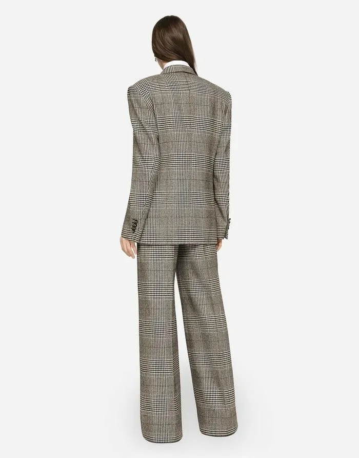 Dolce and Gabbana Blazers Women Glen Plaid Jacket With Vents Multicolor Dolce and Gabbana Blazers Women Glen Plaid Jacket With Vents Multicolor
