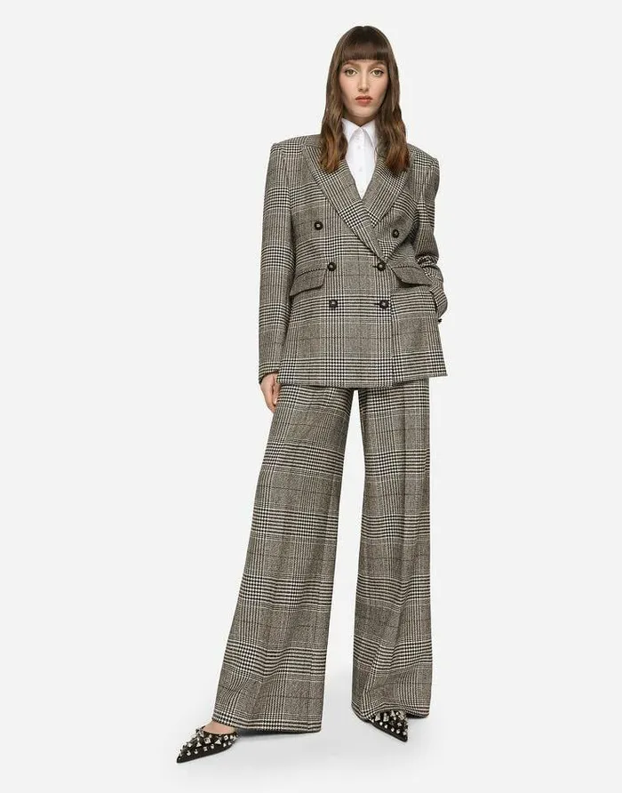 Dolce and Gabbana Blazers Women Glen Plaid Jacket With Vents Multicolor Dolce and Gabbana Blazers Women Glen Plaid Jacket With Vents Multicolor