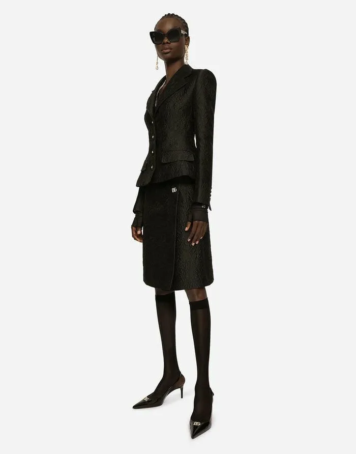 Dolce and Gabbana Blazers Women Singlebreasted Floral Jacquard Jacket Black