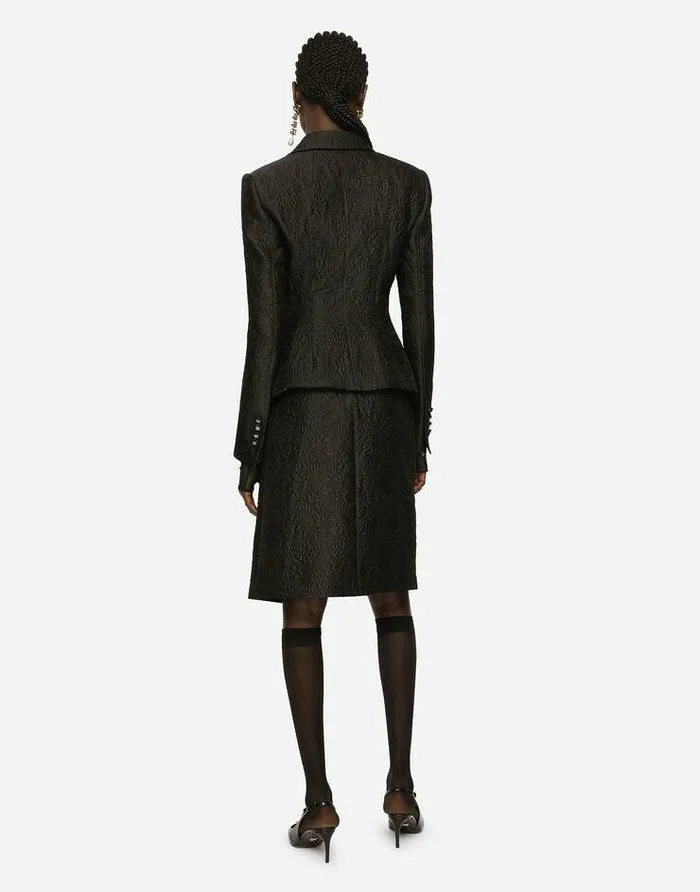 Dolce and Gabbana Blazers Women Singlebreasted Floral Jacquard Jacket Black