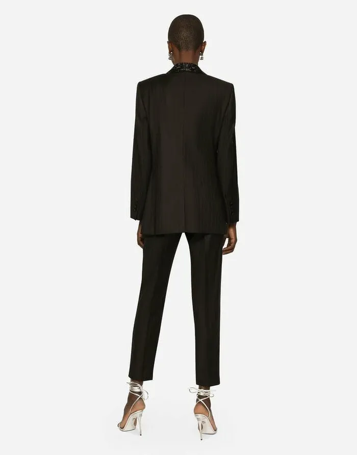 Dolce and Gabbana Blazers Women Singlebreasted Pinstripe Jacket With Embroidery Multicolor Dolce and Gabbana Blazers Women Singlebreasted Pinstripe Jacket With Embroidery Multicolor
