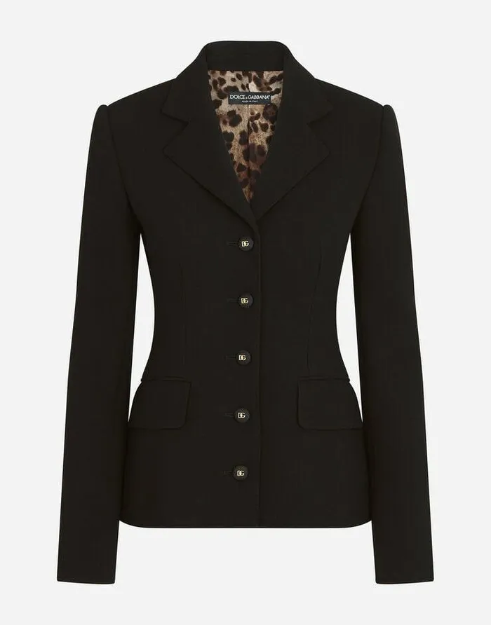 Dolce and Gabbana Blazers Women Singlebreasted Wool Crepe Dolce Jacket With DG Buttons Black Dolce and Gabbana Blazers Women Singlebreasted Wool Crepe Dolce Jacket With DG Buttons Black