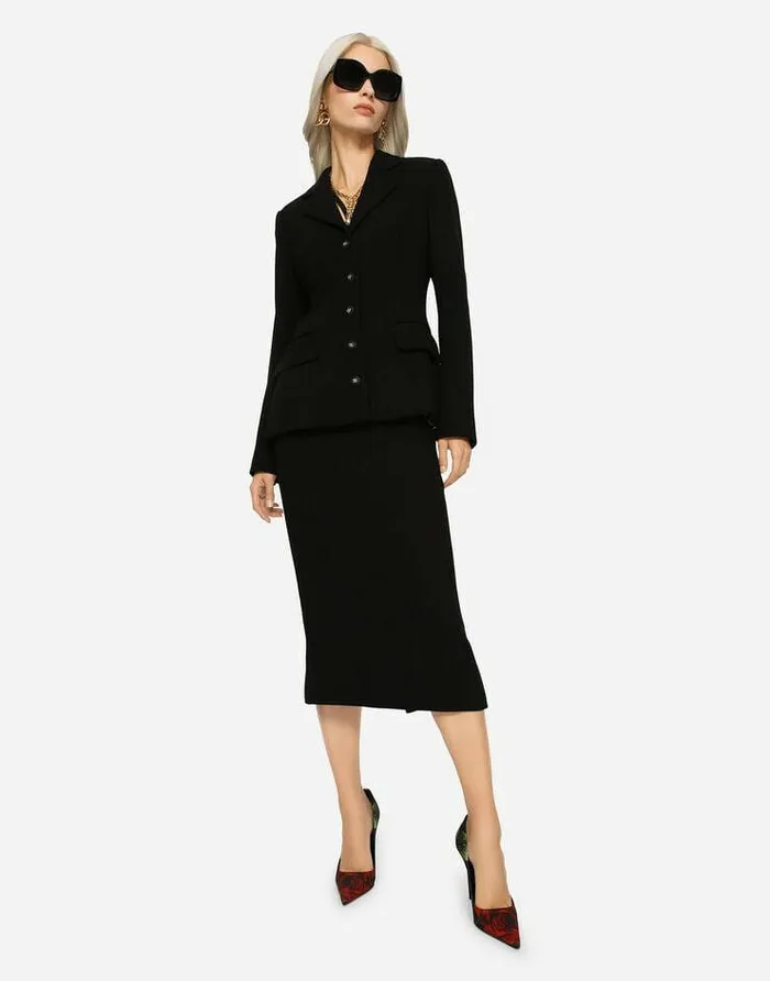 Dolce and Gabbana Blazers Women Singlebreasted Wool Crepe Dolce Jacket With DG Buttons Black Dolce and Gabbana Blazers Women Singlebreasted Wool Crepe Dolce Jacket With DG Buttons Black
