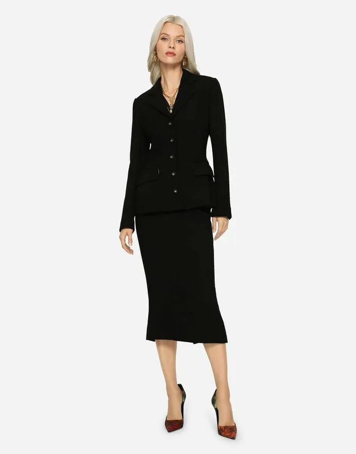 Dolce and Gabbana Blazers Women Singlebreasted Wool Crepe Dolce Jacket With DG Buttons Black Dolce and Gabbana Blazers Women Singlebreasted Wool Crepe Dolce Jacket With DG Buttons Black