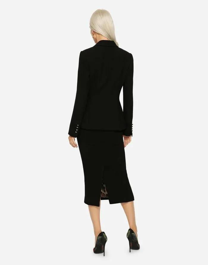 Dolce and Gabbana Blazers Women Singlebreasted Wool Crepe Dolce Jacket With DG Buttons Black Dolce and Gabbana Blazers Women Singlebreasted Wool Crepe Dolce Jacket With DG Buttons Black