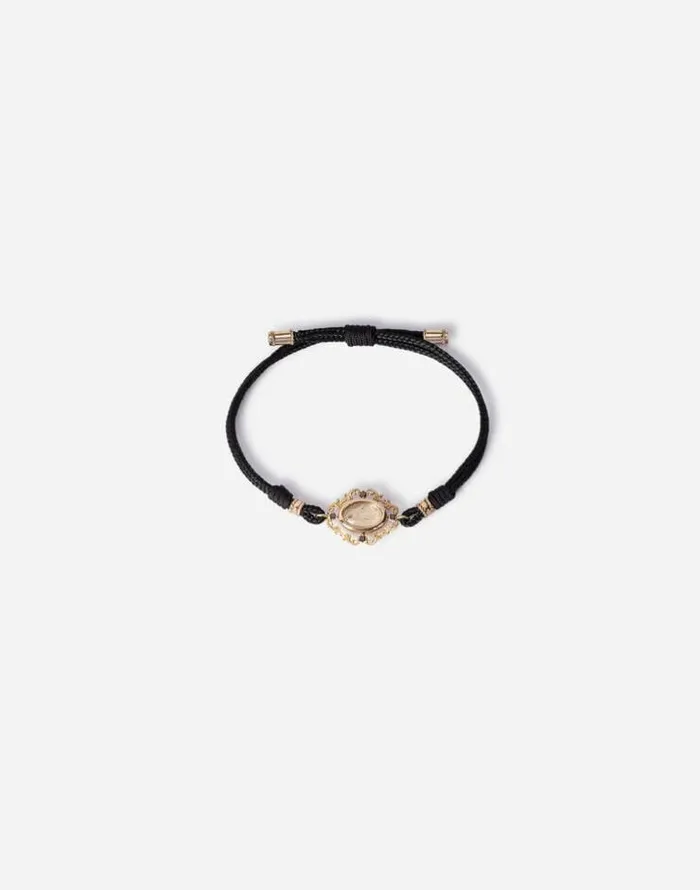 Dolce and Gabbana Bracelets Men Fabric Devotion Bracelet With Yellow Gold Pendant Charm Gold Dolce and Gabbana Bracelets Men Fabric Devotion Bracelet With Yellow Gold Pendant Charm Gold