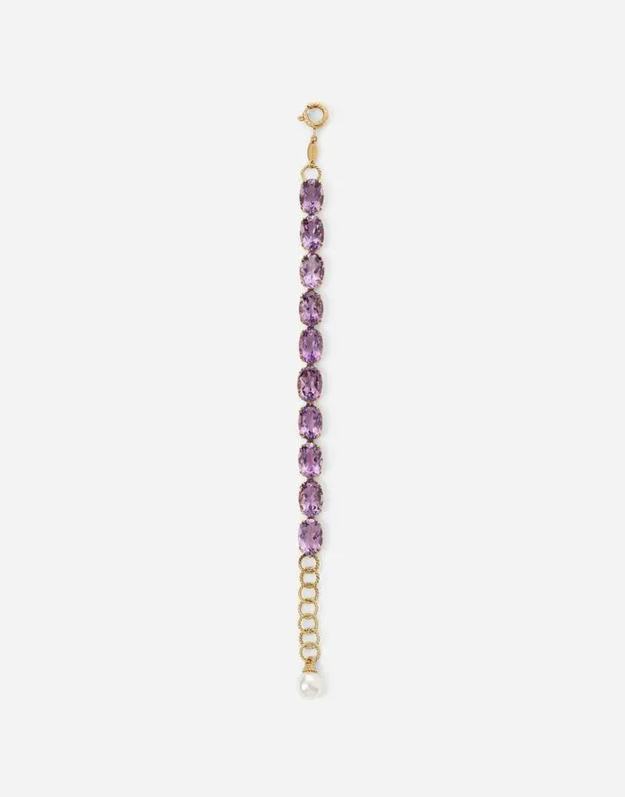 Dolce and Gabbana Bracelets Women Anna Bracelet In Yellow 18kt Gold With Amethysts Gold Dolce and Gabbana Bracelets Women Anna Bracelet In Yellow 18kt Gold With Amethysts Gold