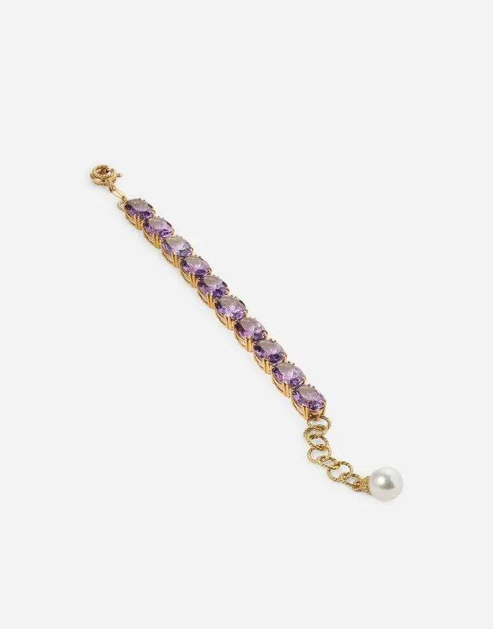 Dolce and Gabbana Bracelets Women Anna Bracelet In Yellow 18kt Gold With Amethysts Gold Dolce and Gabbana Bracelets Women Anna Bracelet In Yellow 18kt Gold With Amethysts Gold