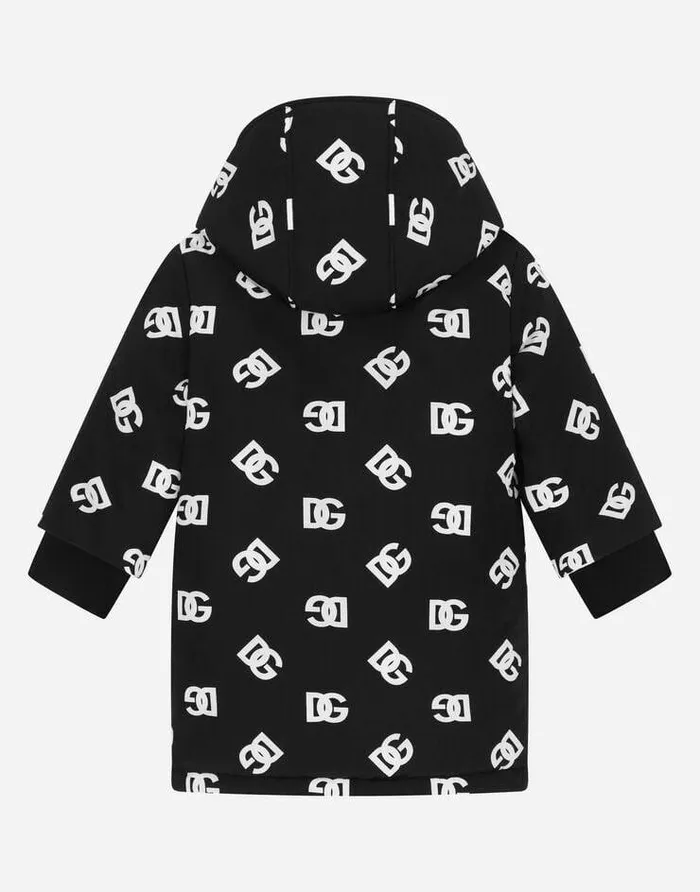 Dolce and Gabbana Coats And Jackets Children Long Nylon Down Jacket With DG Logo Print Multicolor Dolce and Gabbana Coats And Jackets Children Long Nylon Down Jacket With DG Logo Print Multicolor