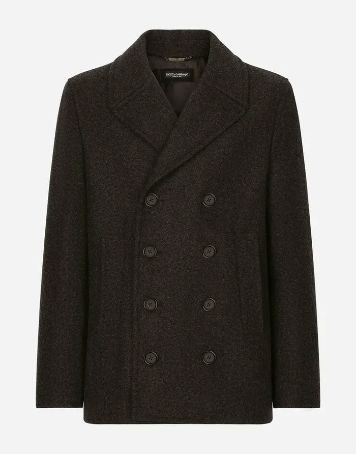 Dolce and Gabbana Coats And Jackets Men Doublebreasted Wool Pea Coat With Branded Tag Grey Dolce and Gabbana Coats And Jackets Men Doublebreasted Wool Pea Coat With Branded Tag Grey