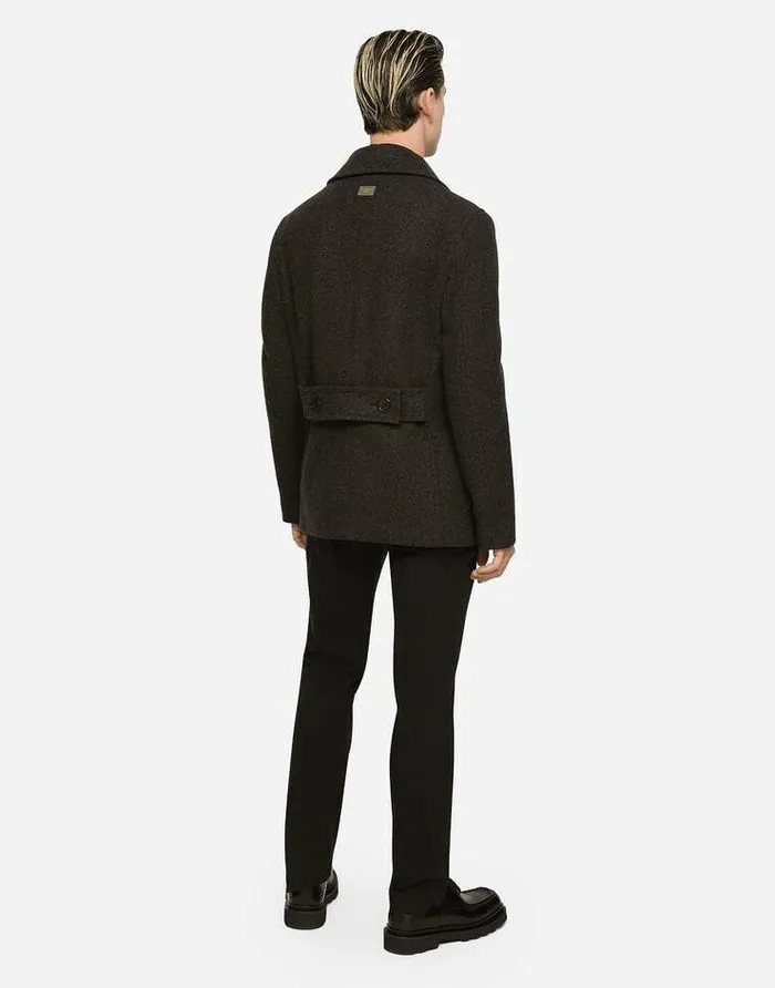 Dolce and Gabbana Coats And Jackets Men Doublebreasted Wool Pea Coat With Branded Tag Grey Dolce and Gabbana Coats And Jackets Men Doublebreasted Wool Pea Coat With Branded Tag Grey