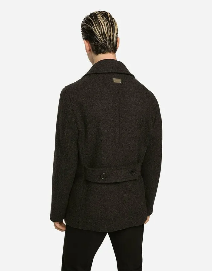 Dolce and Gabbana Coats And Jackets Men Doublebreasted Wool Pea Coat With Branded Tag Grey Dolce and Gabbana Coats And Jackets Men Doublebreasted Wool Pea Coat With Branded Tag Grey