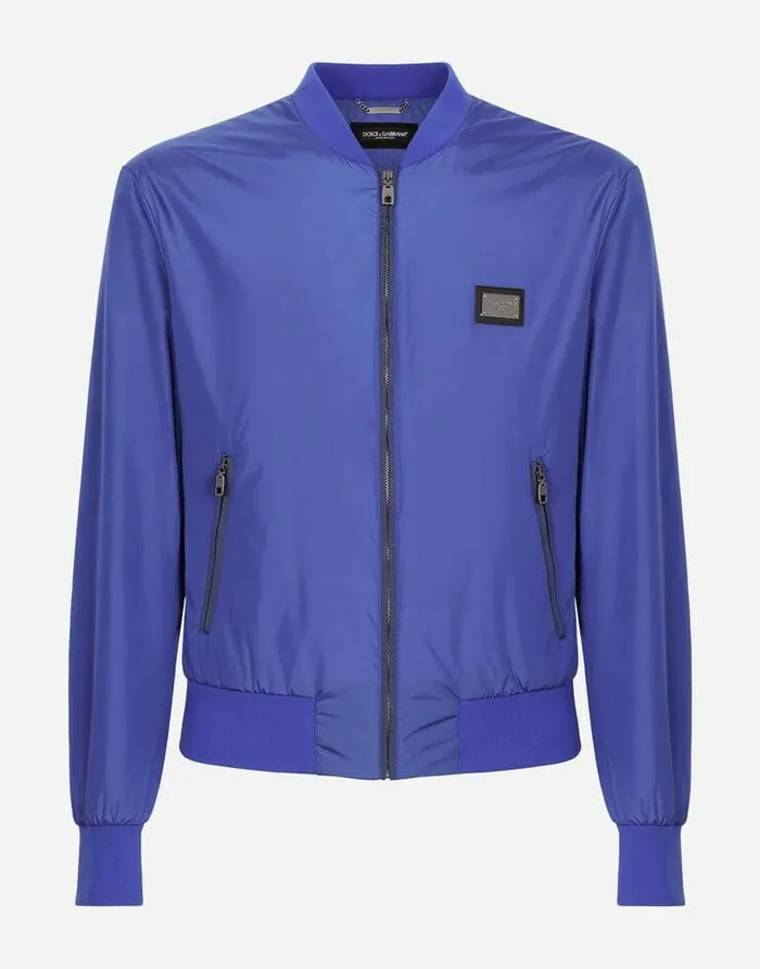 Dolce and Gabbana Coats And Jackets Men Nylon Jacket With Branded Tag Blue