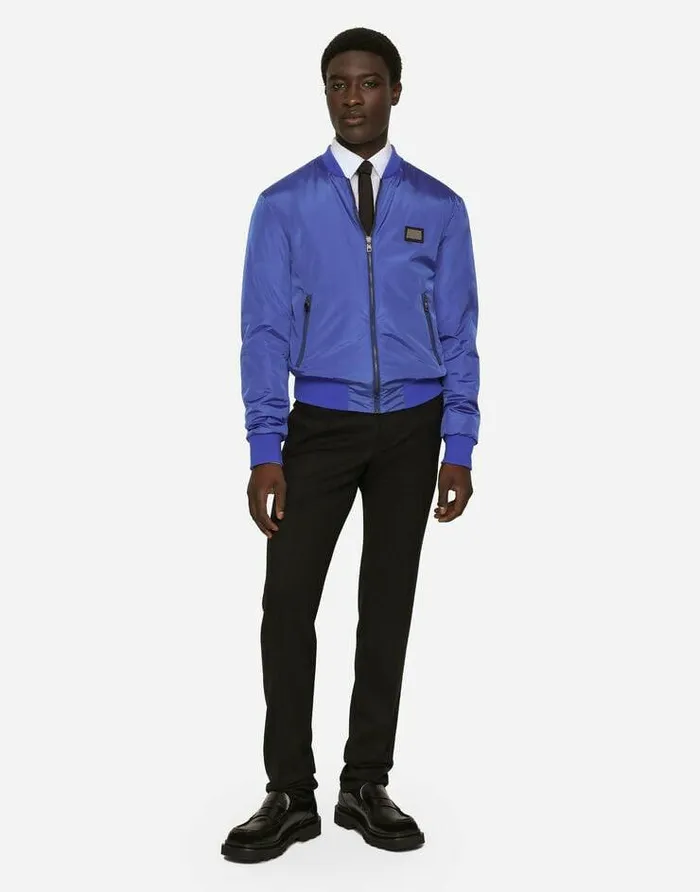 Dolce and Gabbana Coats And Jackets Men Nylon Jacket With Branded Tag Blue Dolce and Gabbana Coats And Jackets Men Nylon Jacket With Branded Tag Blue