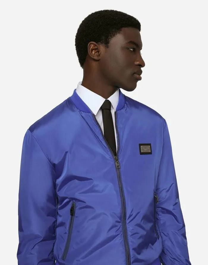 Dolce and Gabbana Coats And Jackets Men Nylon Jacket With Branded Tag Blue Dolce and Gabbana Coats And Jackets Men Nylon Jacket With Branded Tag Blue