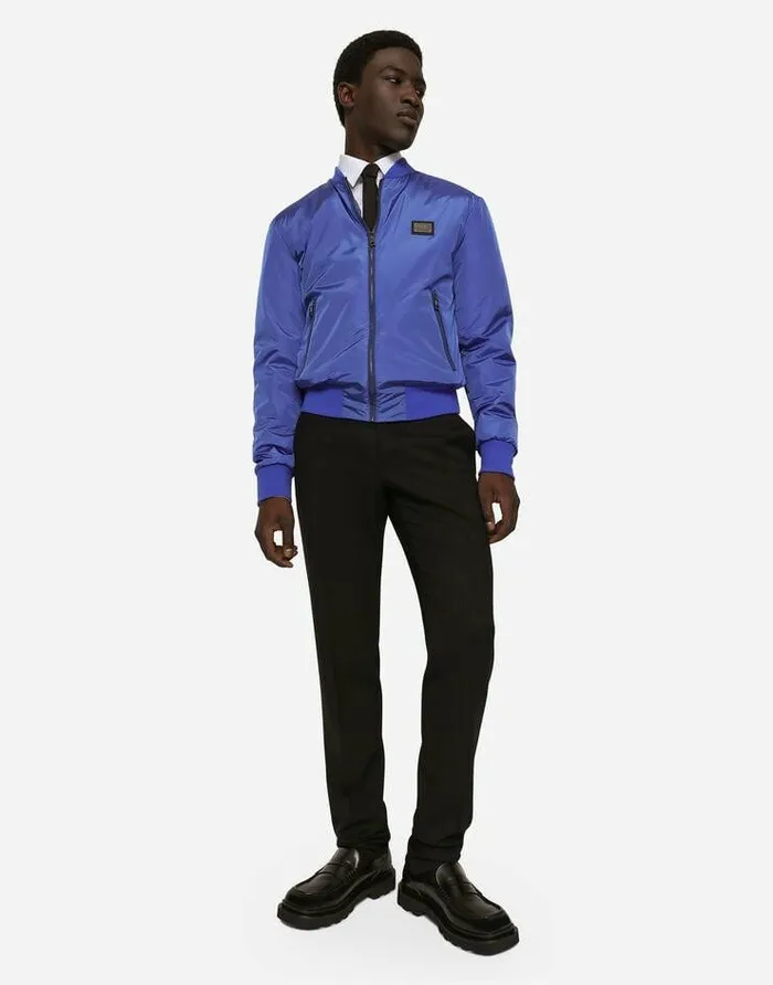 Dolce and Gabbana Coats And Jackets Men Nylon Jacket With Branded Tag Blue Dolce and Gabbana Coats And Jackets Men Nylon Jacket With Branded Tag Blue