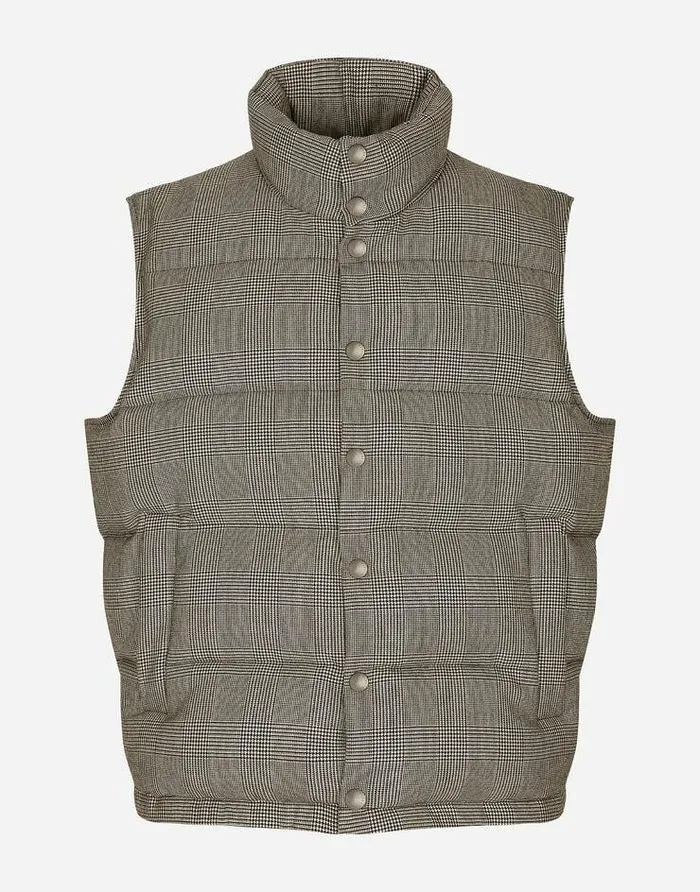 Dolce and Gabbana Coats And Jackets Men Quilted Check Wool Vest Multicolor