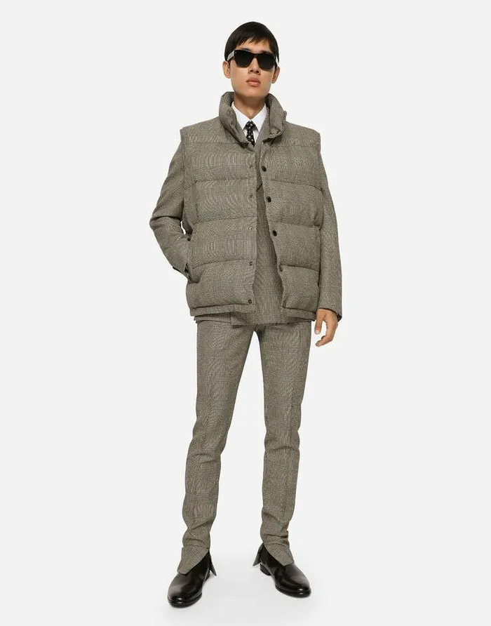 Dolce and Gabbana Coats And Jackets Men Quilted Check Wool Vest Multicolor Dolce and Gabbana Coats And Jackets Men Quilted Check Wool Vest Multicolor