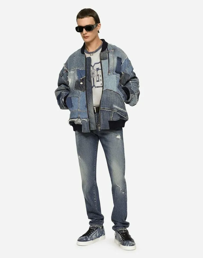 Dolce and Gabbana Coats And Jackets Men Stretch Patchwork Denim Jacket Multicolor Dolce and Gabbana Coats And Jackets Men Stretch Patchwork Denim Jacket Multicolor