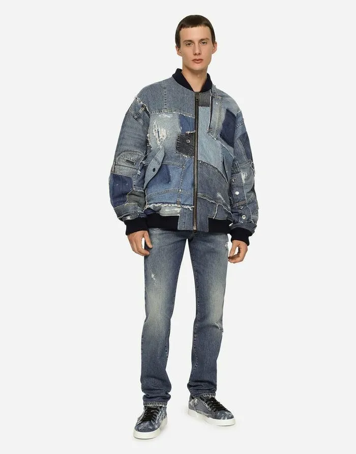 Dolce and Gabbana Coats And Jackets Men Stretch Patchwork Denim Jacket Multicolor Dolce and Gabbana Coats And Jackets Men Stretch Patchwork Denim Jacket Multicolor