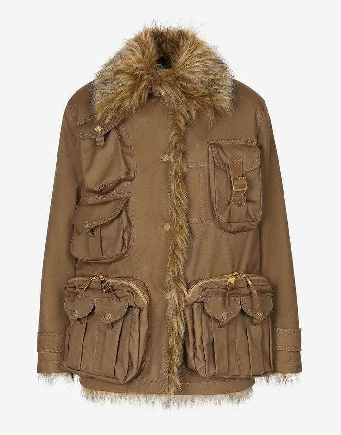 Dolce and Gabbana Coats And Jackets Women Heavy Cotton Jacket With Large Pockets Brown Dolce and Gabbana Coats And Jackets Women Heavy Cotton Jacket With Large Pockets Brown